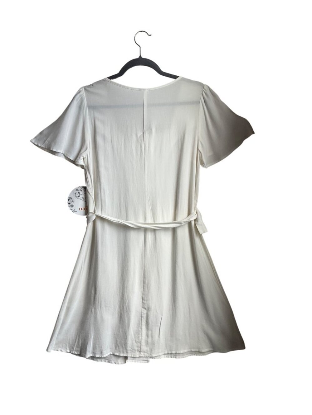 New Naif Anthropologie S Cream Flowy Button Short Dress Linen Blend Minimalist - Picture 3 of 13